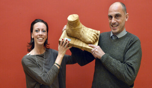 Bequemschuh-Preis 2017 für Manuela Endres-Kaus (Schuhhaus Dorsch Würzburg) und ihren Bruder Matthias Endres (Geschäftsführer der SCHÖN & ENDRES GmbH) ...  