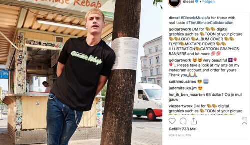 Kebap & Urbanwear: Diesel kooperiert mit beliebtem Berliner Dönerladen. (Foto: Diesel auf Instagram)