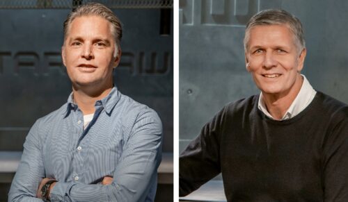 Erwin Jaspers, Managing Director Brands-360, und Dirk Pues, Sales Director innerhalb der DACH-Region für G-Star Raw Shoes (Foto: Brands-360)