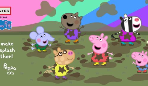 Die neue ’Hunter x Peppa Pig‘-Kollektion mit dem neuen ’Kids Grab Handle Wellington Boot‘. (Foto: Hunter)