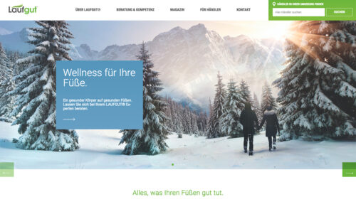 Unter dem Motto ’Wellness für die Füße‘ hat Sabu die Website von Laufgut neu konzipiert. (Foto: Laufgut Website)