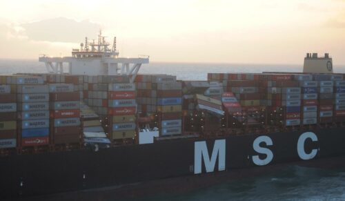 Die MSC Zoe hat in der Nordsee bis zu 270 Container verloren. (Foto: Havariekommando)