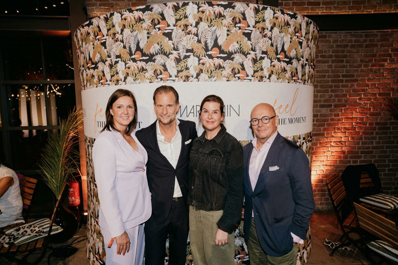 Die Marc Cain Fashion Show auf der Berlin Fashion Week. Von links nach rechts: Diana Brajkovic (Marc Cain), Dirk Büscher (Marc Cain), Simone Heift (KaDeWe), André Maeder (KaDeWe)(Foto: Marc Cain)