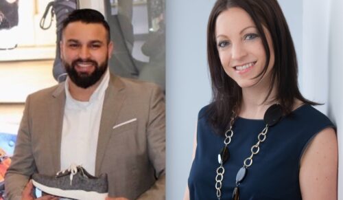Solidus Produktmanager Alexander Laubersheimer und Birgit Schnetzlinger, Business Managerin Footwear bei der Lenzing AG. 