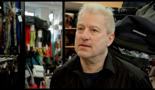 Lederwarenfachhändler Peter Büscher aus München (Screenshot: ZDF heute-Nachrichten)