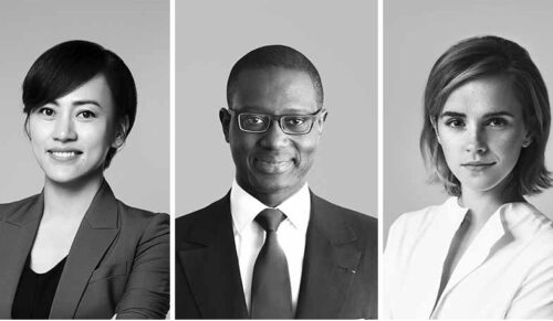 Jean Liu, Tidjane Thiam und Emma Watson (Foto: Kering)