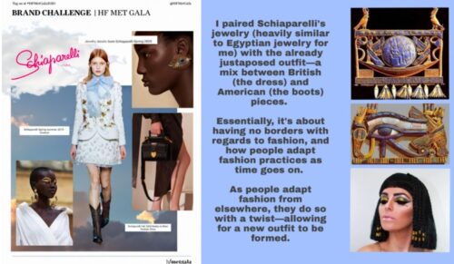 Twitter-Nutzerin @thearchivists1 präsentiert ihre Ideen zur Brand Challenge unter dem Hashtag #HFMetGala2020. (Foto: Twitter/@thearchivists1)