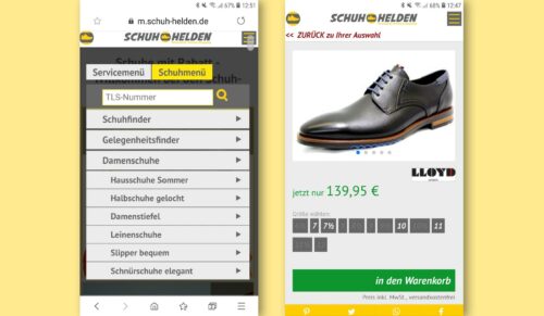 Neue Online-Gestaltung bei Schuhhelden. (Foto: Timeline Shopping)
