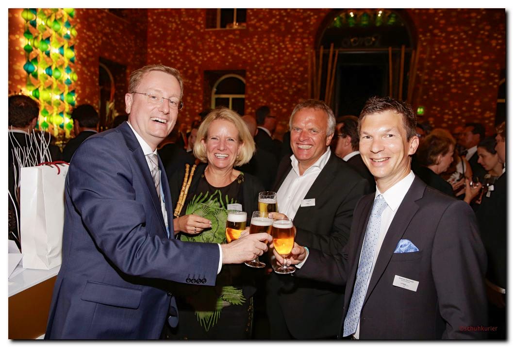 Thomas Schmies, Patricia Gradias, Uwe Gradias und Matthias Reichwald - schuhkurier AWARD 2014 im K21 in Düsseldorf