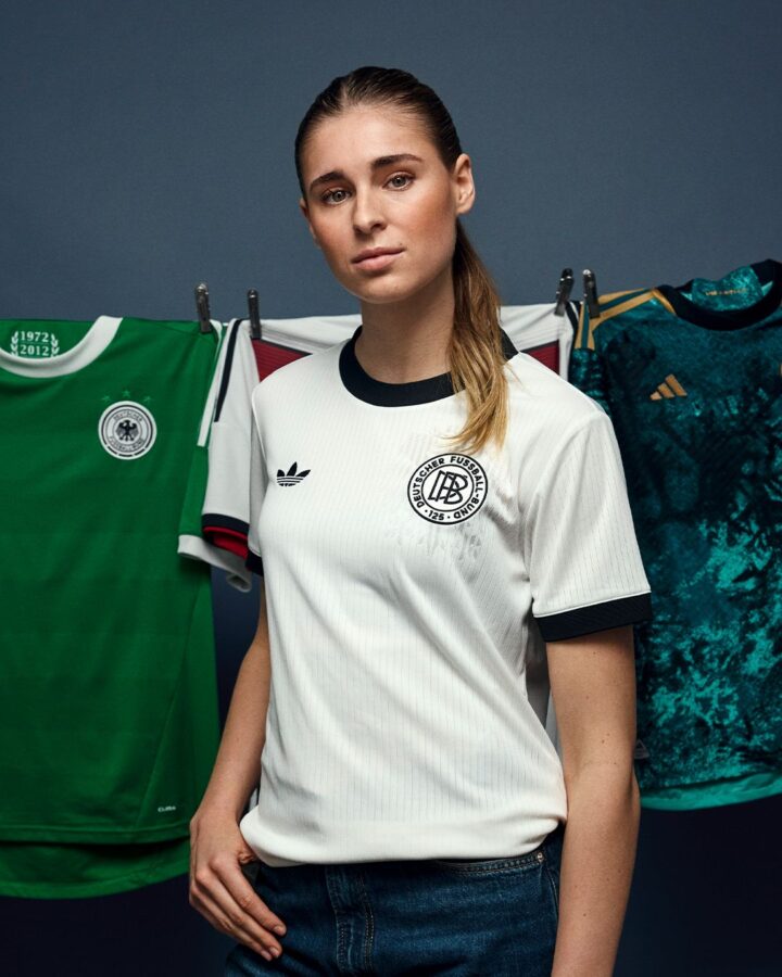 Die Adidas-Jubiläums-Kollektion für den DFB mit Jule Brand (Foto: Adidas)